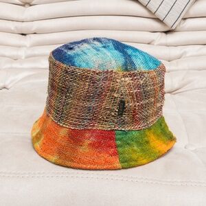 Rare True Vintage Kathmandu hemp Tie-Dye Hat With Stash Pocket Made In Napal